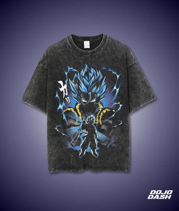 Dragon Ball Z Vintage Anime Streetwear Oversized Washed T-shirts - Sky Blue