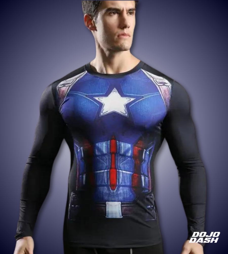 Captain America Cosplay 3D Print Compression Tee